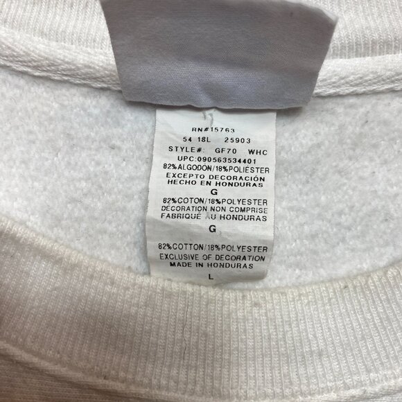 Champion Reverse Weave Crewneck Sweatshirt Men's L White Big Letters on Back - Picture 4 of 16